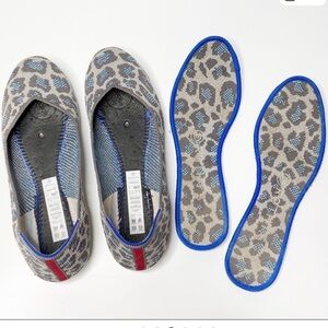 ROTHYS RARE RETIRED Leopard Print The Flat Size 7 Gray Blue Cheetah Luxury NWOT